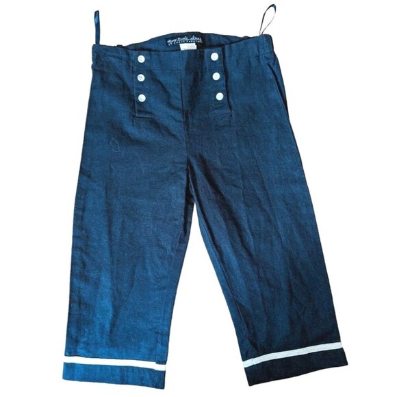 Two Turtle Doves by Sweet Potato Other - Two Turtle Doves by Sweet Potato Linen Sailor Pants Sz 6 Girls Navy Ribbon Back